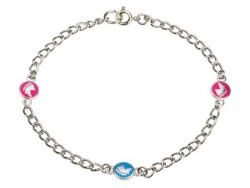 Bracelet with copper horse heads surface finished in pink...