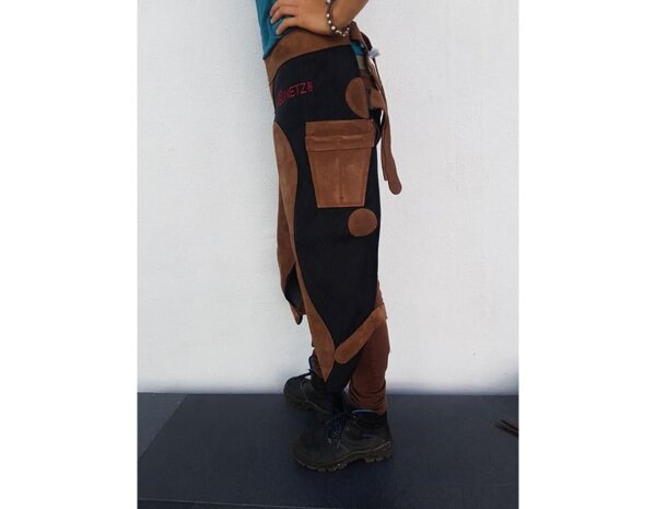 CG HEUNETZE Tablier en cuir Cordura avec garniture en cuir, rembourré Court Marron