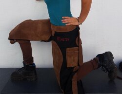 CG HEUNETZE Cordura-Schürze mit Lederbesatz gepolstert Kurz Camel