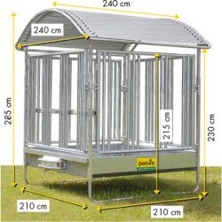 PATURA quadrangle hay rack with safety feed grids for horses including roof edge protection & three-point safety bar